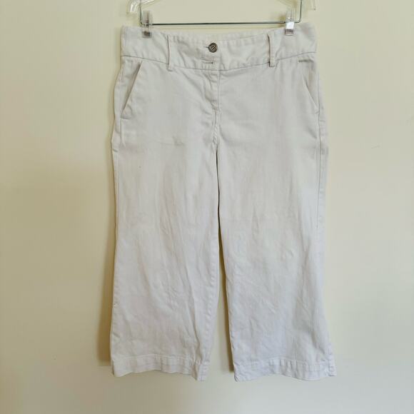 Apostrophe White Cotton Spandex Clamdiggers Wide Capri Pants Size 4 - Picture 1 of 7